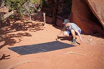 Footprint for backpacking tent (laying down footprint in desert)